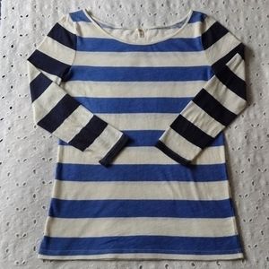 J Crew Bold Striped Top Tee Pullover Cotton Blue Black White XXS